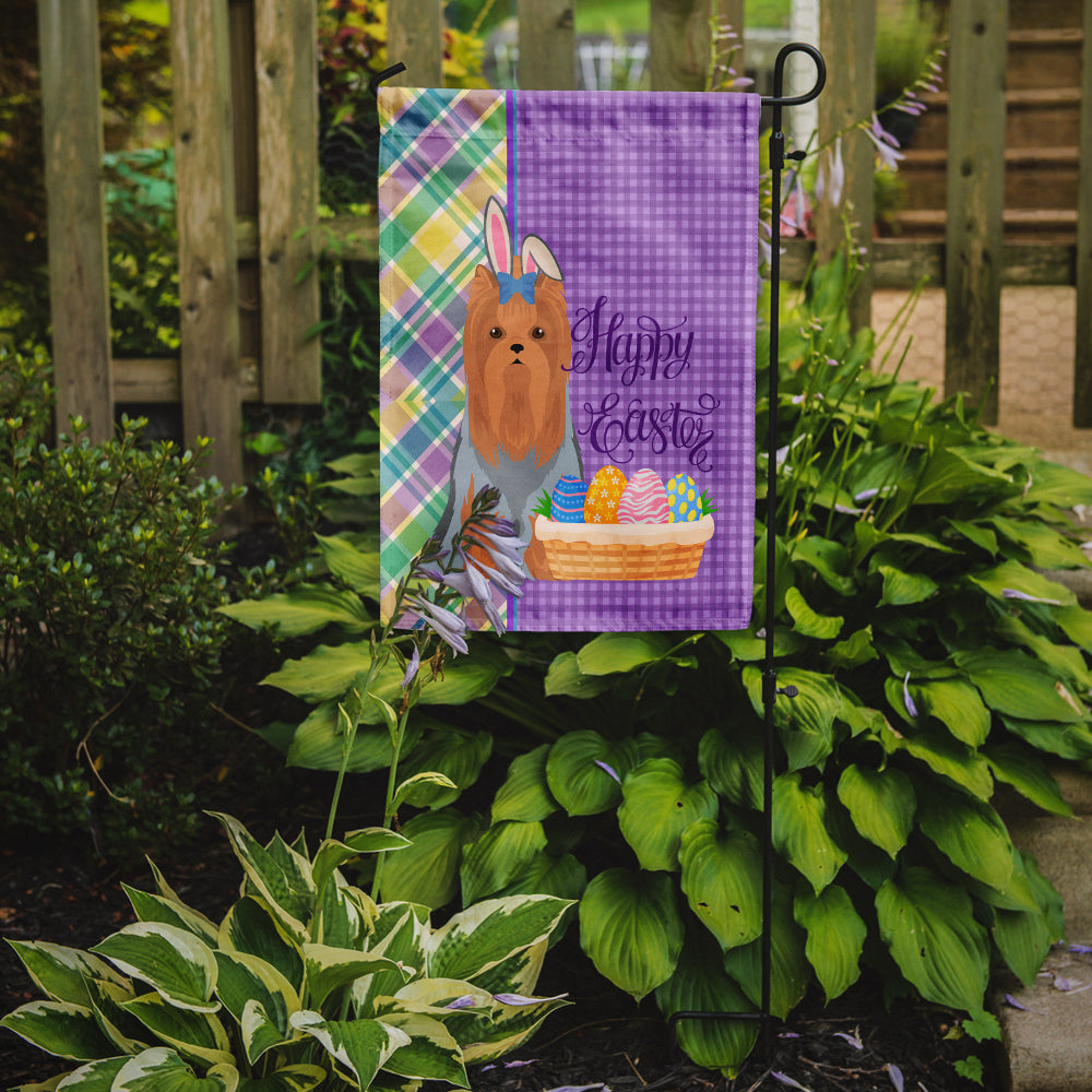 Blue and Tan Full Coat Yorkshire Terrier Easter Garden Flag Mailbox Decorative Yard Banner Outside Patio Artwork for Flower Beds, Garden Size, Multicolor