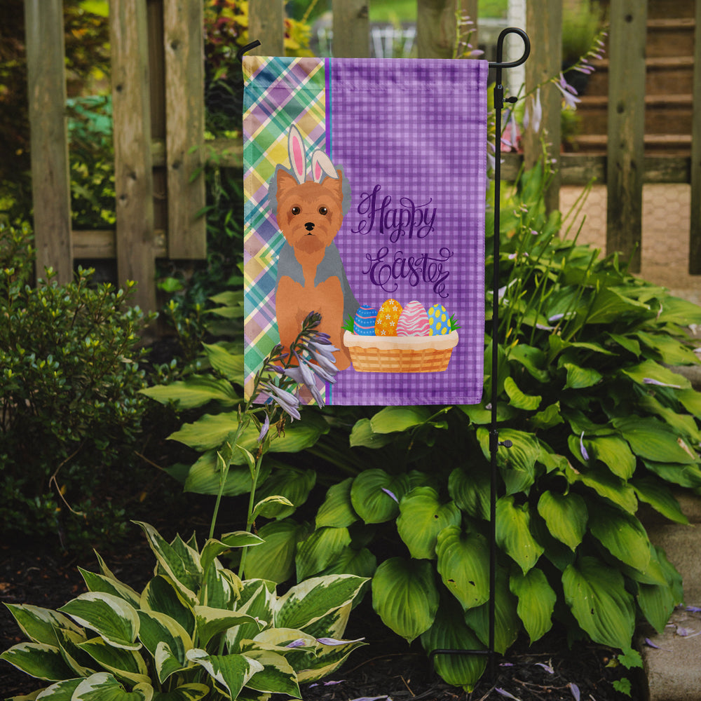 Blue and Tan Puppy Cut Yorkshire Terrier Easter Garden Flag Mailbox Decorative Yard Banner Outside Patio Artwork for Flower Beds, Garden Size, Multicolor
