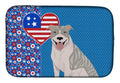 Blue Brindle Pit Bull Terrier USA American Dish Drying Mat Absorbent Dish Drying Mat Pad for Kitchen Counter Dish Drainer Mat for Countertop, 14 x 21", Multicolor