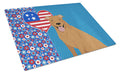 Red Pit Bull Terrier USA American Cutting Board Tempered Glass Kitchen Cutting Surface, Heat Resistant Chopping, Non-Slip Feet, Food Prep & Serving