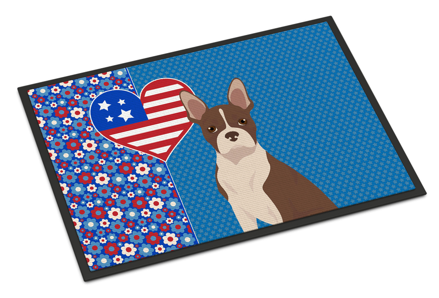 Red Boston Terrier USA American Doormat Indoor Outdoor 24H X 36W Front Door Mat Rugs for Entryway, Non Slip Washable Low Pile,
