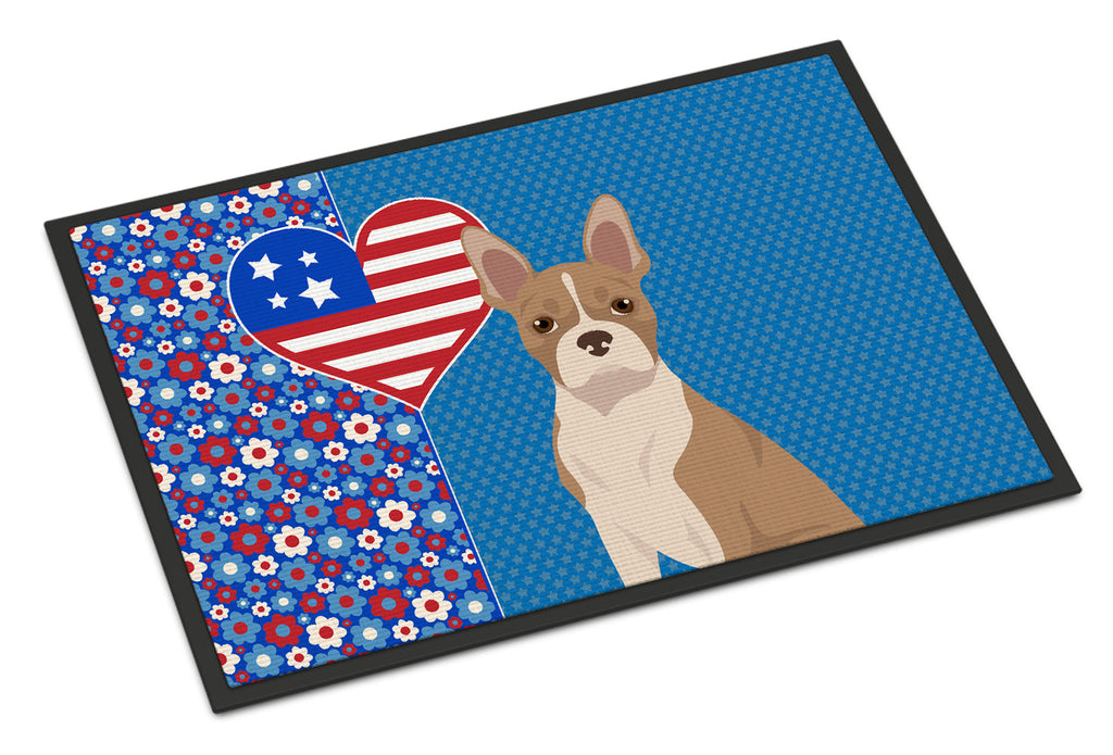 Fawn Boston Terrier USA American Doormat Indoor Outdoor 24H X 36W Front Door Mat Rugs for Entryway, Non Slip Washable Low Pile,