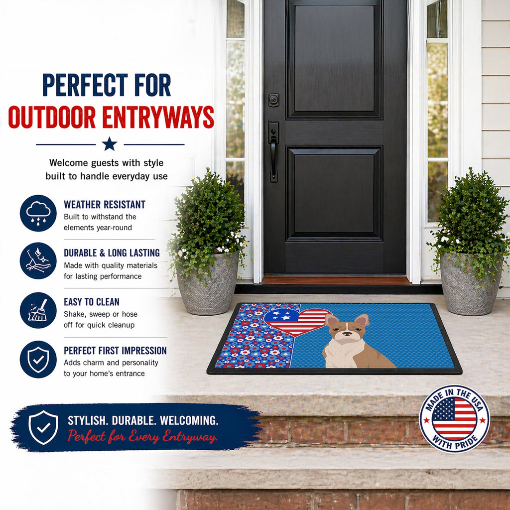 Fawn Boston Terrier USA American Doormat Indoor Outdoor 24H X 36W Front Door Mat Rugs for Entryway, Non Slip Washable Low Pile,