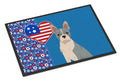Blue Boston Terrier USA American Doormat Indoor Outdoor 24H X 36W Front Door Mat Rugs for Entryway, Non Slip Washable Low Pile,