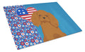 Ruby Cavalier Spaniel USA American Cutting Board Tempered Glass Kitchen Cutting Surface, Heat Resistant Chopping, Non-Slip Feet, Food Prep & Serving
