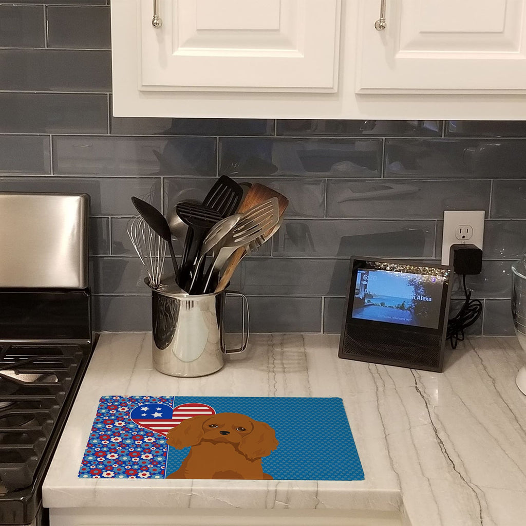 Ruby Cavalier Spaniel USA American Cutting Board Tempered Glass Kitchen Cutting Surface, Heat Resistant Chopping, Non-Slip Feet, Food Prep & Serving