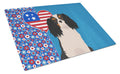 Tricolor Cavalier Spaniel USA American Cutting Board Tempered Glass Kitchen Cutting Surface, Heat Resistant Chopping, Non-Slip Feet, Food Prep & Serving