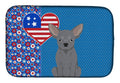 Blue Chihuahua USA American Dish Drying Mat Absorbent Dish Drying Mat Pad for Kitchen Counter Dish Drainer Mat for Countertop, 14 x 21", Multicolor