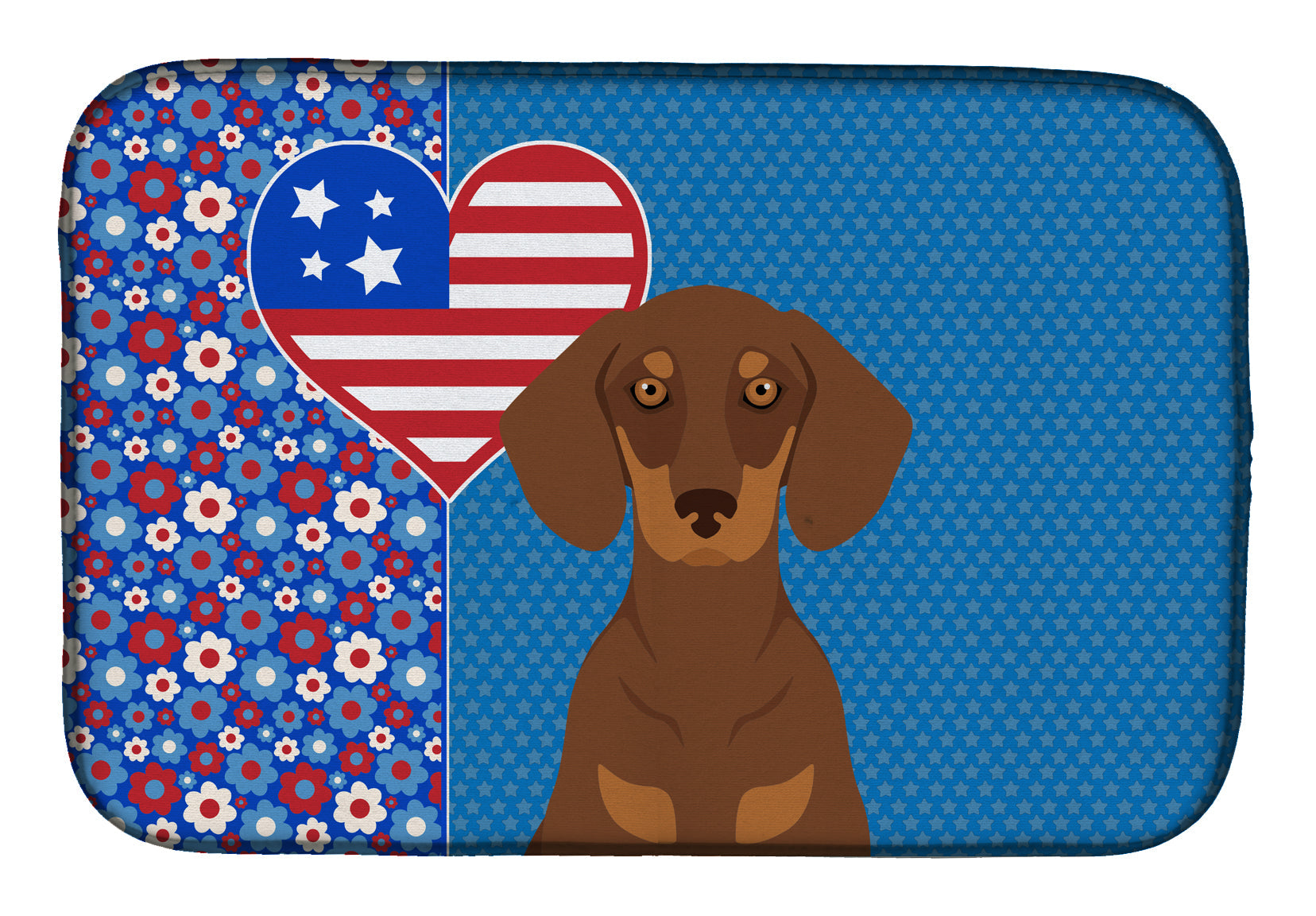 Chocolate and Tan Dachshund USA American Dish Drying Mat Absorbent Dish Drying Mat Pad for Kitchen Counter Dish Drainer Mat for Countertop, 14 x 21", Multicolor