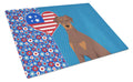 Natural Ear Red and Tan Doberman Pinscher USA American Cutting Board Tempered Glass Kitchen Cutting Surface, Heat Resistant Chopping, Non-Slip Feet, Food Prep & Serving