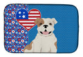Piebald English Bulldog USA American Dish Drying Mat Absorbent Dish Drying Mat Pad for Kitchen Counter Dish Drainer Mat for Countertop, 14 x 21", Multicolor
