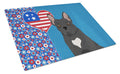 Black French Bulldog USA American Cutting Board Tempered Glass Kitchen Cutting Surface, Heat Resistant Chopping, Non-Slip Feet, Food Prep & Serving