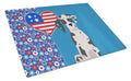 Harlequin Great Dane USA American Cutting Board Tempered Glass Kitchen Cutting Surface, Heat Resistant Chopping, Non-Slip Feet, Food Prep & Serving