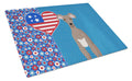 Fawn Italian Greyhound USA American Cutting Board Tempered Glass Kitchen Cutting Surface, Heat Resistant Chopping, Non-Slip Feet, Food Prep & Serving