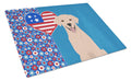 Yellow Labrador Retriever USA American Cutting Board Tempered Glass Kitchen Cutting Surface, Heat Resistant Chopping, Non-Slip Feet, Food Prep & Serving