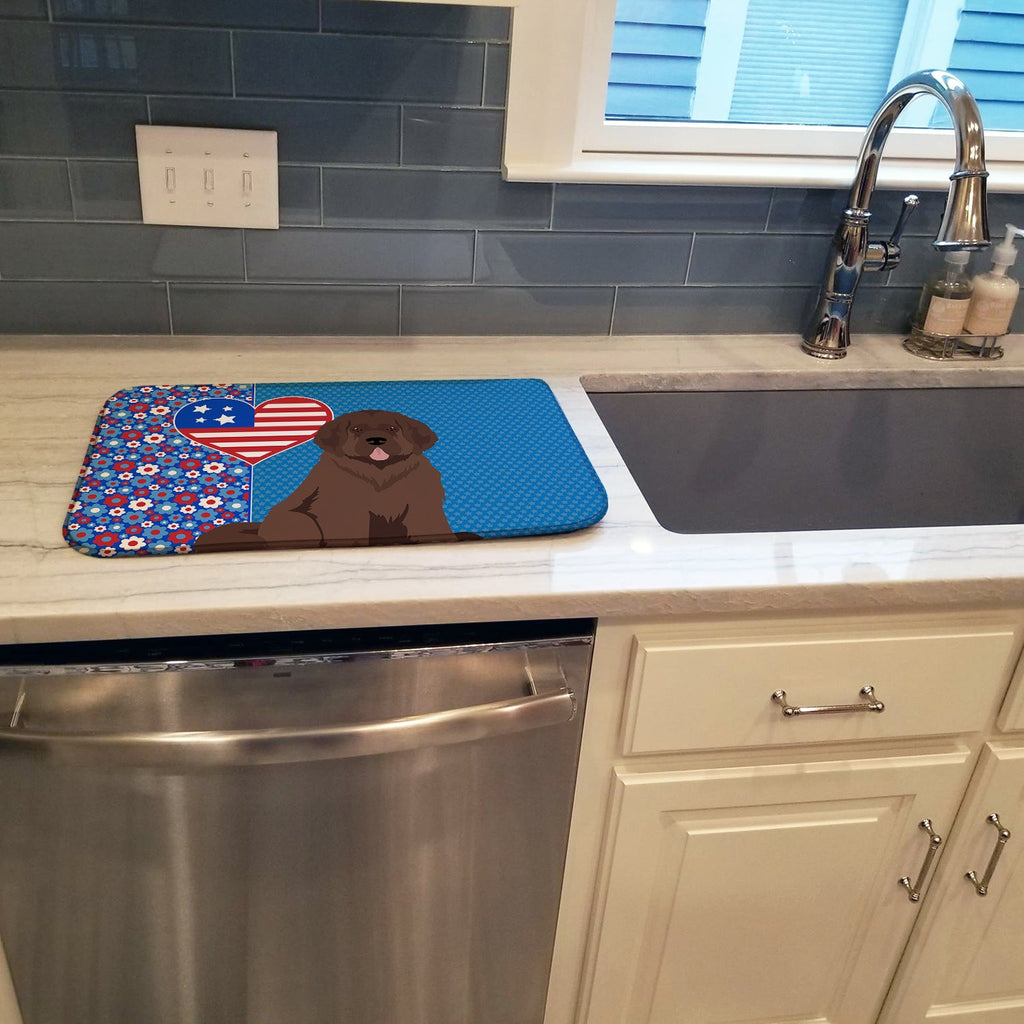 Brown Newfoundland USA American Dish Drying Mat Absorbent Dish Drying Mat Pad for Kitchen Counter Dish Drainer Mat for Countertop, 14 x 21", Multicolor