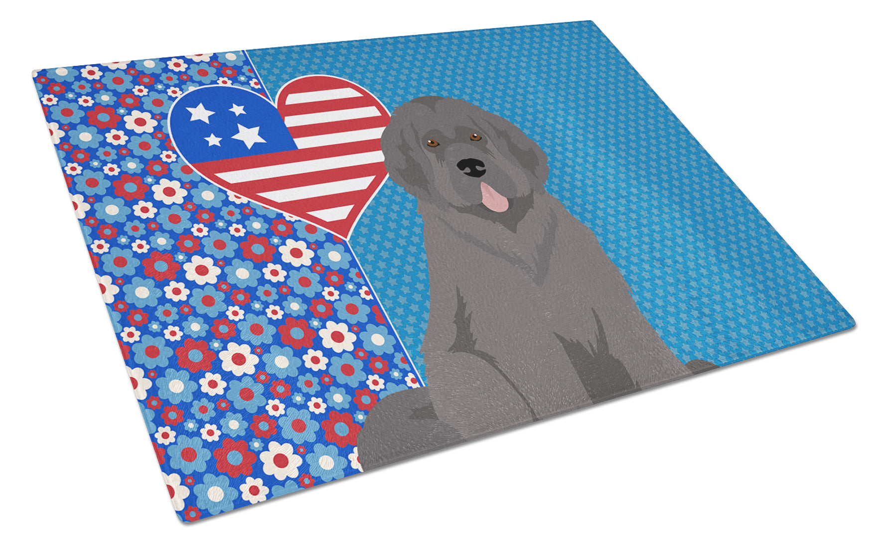 Grey Newfoundland USA American Cutting Board Tempered Glass Kitchen Cutting Surface, Heat Resistant Chopping, Non-Slip Feet, Food Prep & Serving