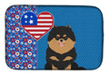 Black and Tan Pomeranian USA American Dish Drying Mat Absorbent Dish Drying Mat Pad for Kitchen Counter Dish Drainer Mat for Countertop, 14 x 21", Multicolor