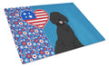 Standard Black Poodle USA American Cutting Board Tempered Glass Kitchen Cutting Surface, Heat Resistant Chopping, Non-Slip Feet, Food Prep & Serving