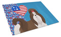 Liver and White Shih Tzu USA American Cutting Board Tempered Glass Kitchen Cutting Surface, Heat Resistant Chopping, Non-Slip Feet, Food Prep & Serving
