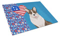 Brindle Cardigan Corgi USA American Cutting Board Tempered Glass Kitchen Cutting Surface, Heat Resistant Chopping, Non-Slip Feet, Food Prep & Serving