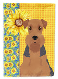 Summer Sunflowers Grizzle and Tan Airedale Terrier Garden Flag Mailbox Decorative Yard Banner Outside Patio Artwork for Flower Beds, Garden Size, Multicolor