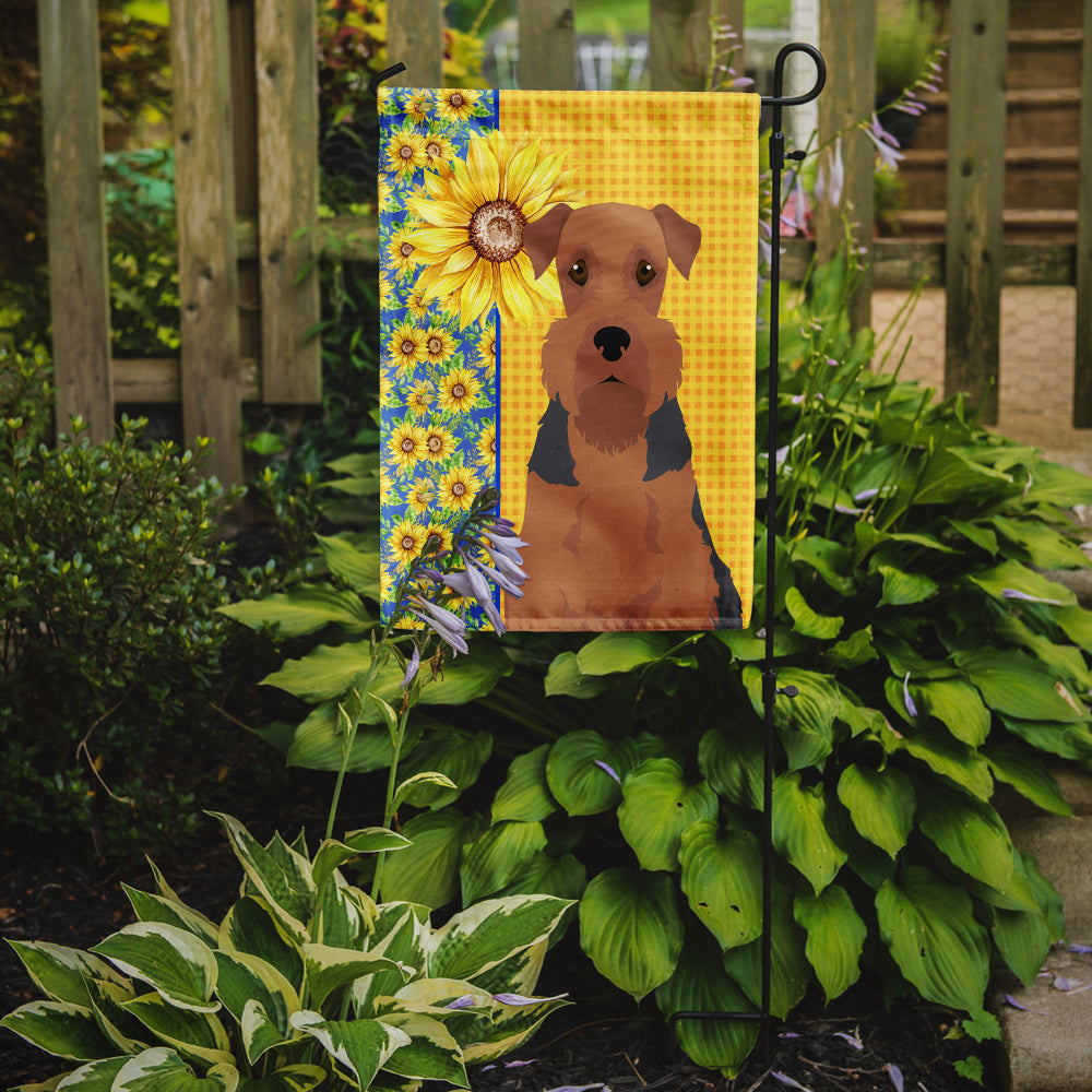 Summer Sunflowers Grizzle and Tan Airedale Terrier Garden Flag Mailbox Decorative Yard Banner Outside Patio Artwork for Flower Beds, Garden Size, Multicolor