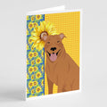 Summer Sunflowers Red Pit Bull Terrier Greeting Cards Pack of 8 Blank Cards with Envelopes Whimsical A7 Size 5x7