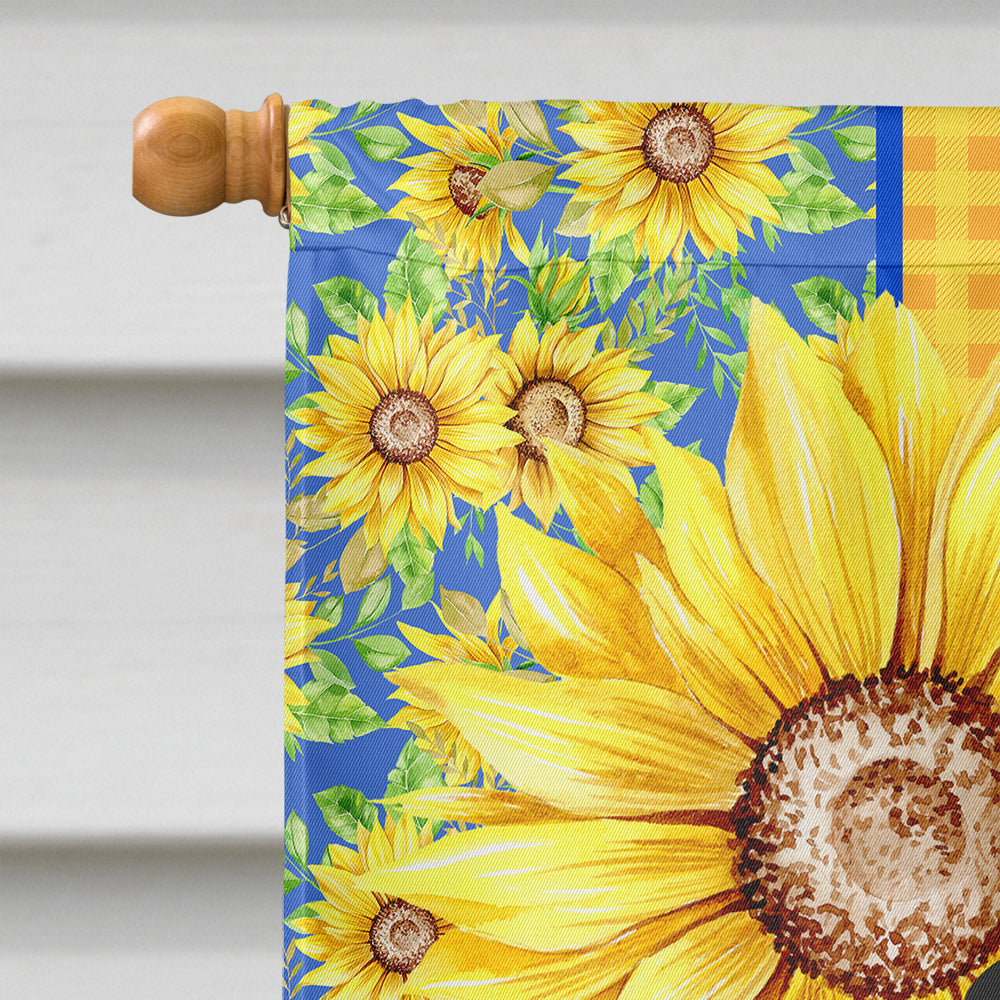 Summer Sunflowers Bernese Mountain Dog House Flag 28x40 Porch Sleeve Pole Decorative Outside Yard Banner Artwork Wall Hanging, Polyester