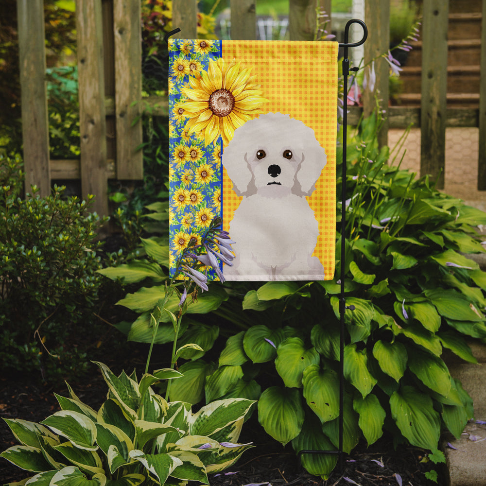 Summer Sunflowers Bichon Frise Garden Flag Mailbox Decorative Yard Banner Outside Patio Artwork for Flower Beds, Garden Size, Multicolor