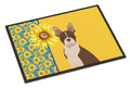 Summer Sunflowers Red Boston Terrier Doormat Indoor Outdoor 18H X 27W Front Door Mat Rugs for Entryway, Non Slip Washable