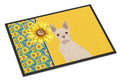 Summer Sunflowers White Boston Terrier Doormat Indoor Outdoor 18H X 27W Front Door Mat Rugs for Entryway, Non Slip Washable