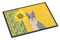 Summer Sunflowers Blue Boston Terrier Doormat Indoor Outdoor 18H X 27W Front Door Mat Rugs for Entryway, Non Slip Washable