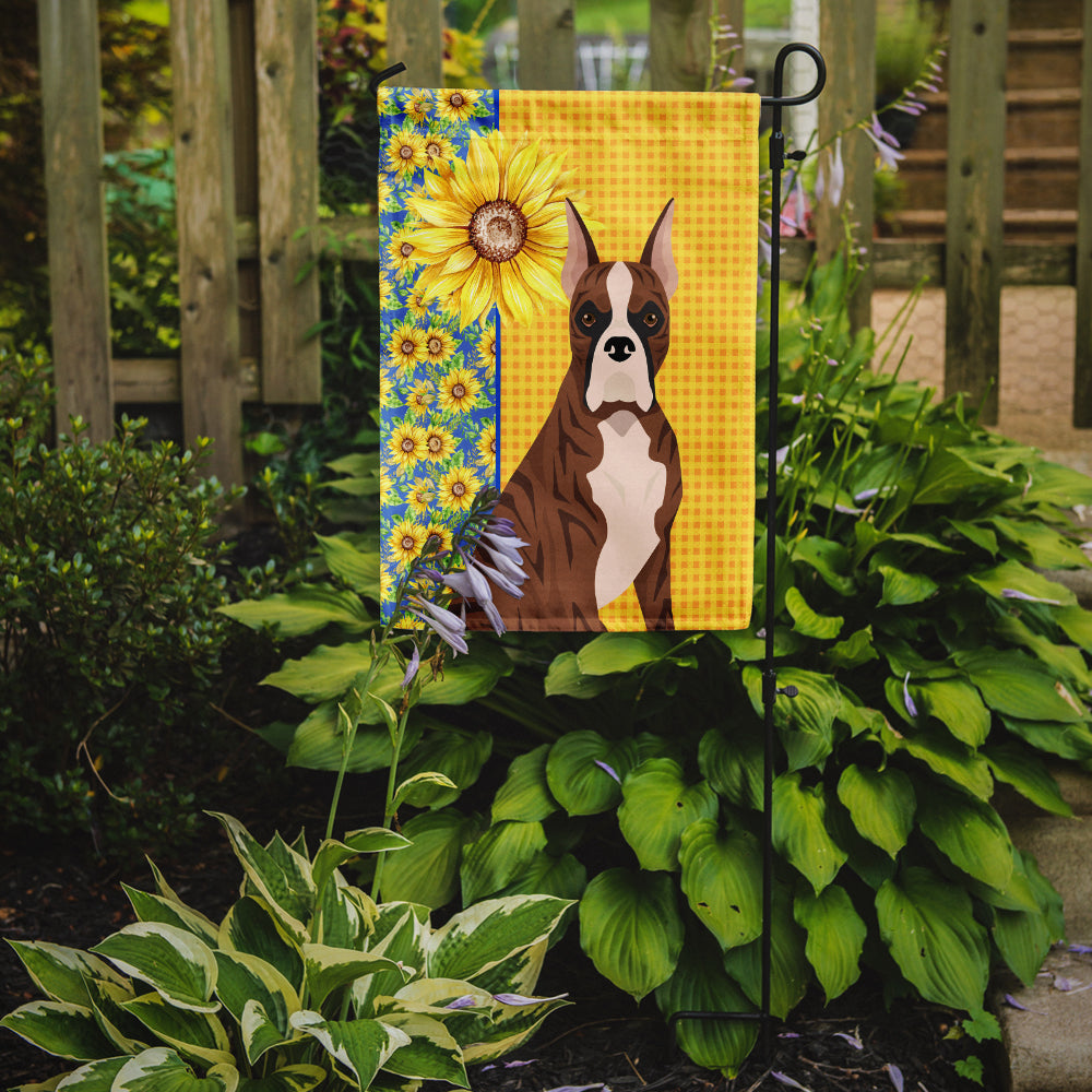 Summer Sunflowers Red Brindle Boxer Garden Flag Mailbox Decorative Yard Banner Outside Patio Artwork for Flower Beds, Garden Size, Multicolor