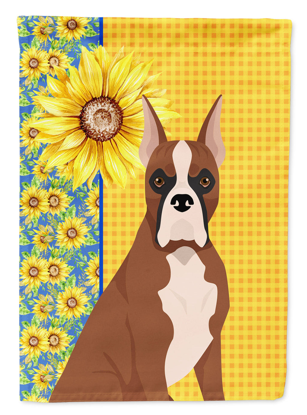 Summer Sunflowers Red Fawn Boxer House Flag 28x40 Porch Sleeve Pole Decorative Outside Yard Banner Artwork Wall Hanging, Polyester
