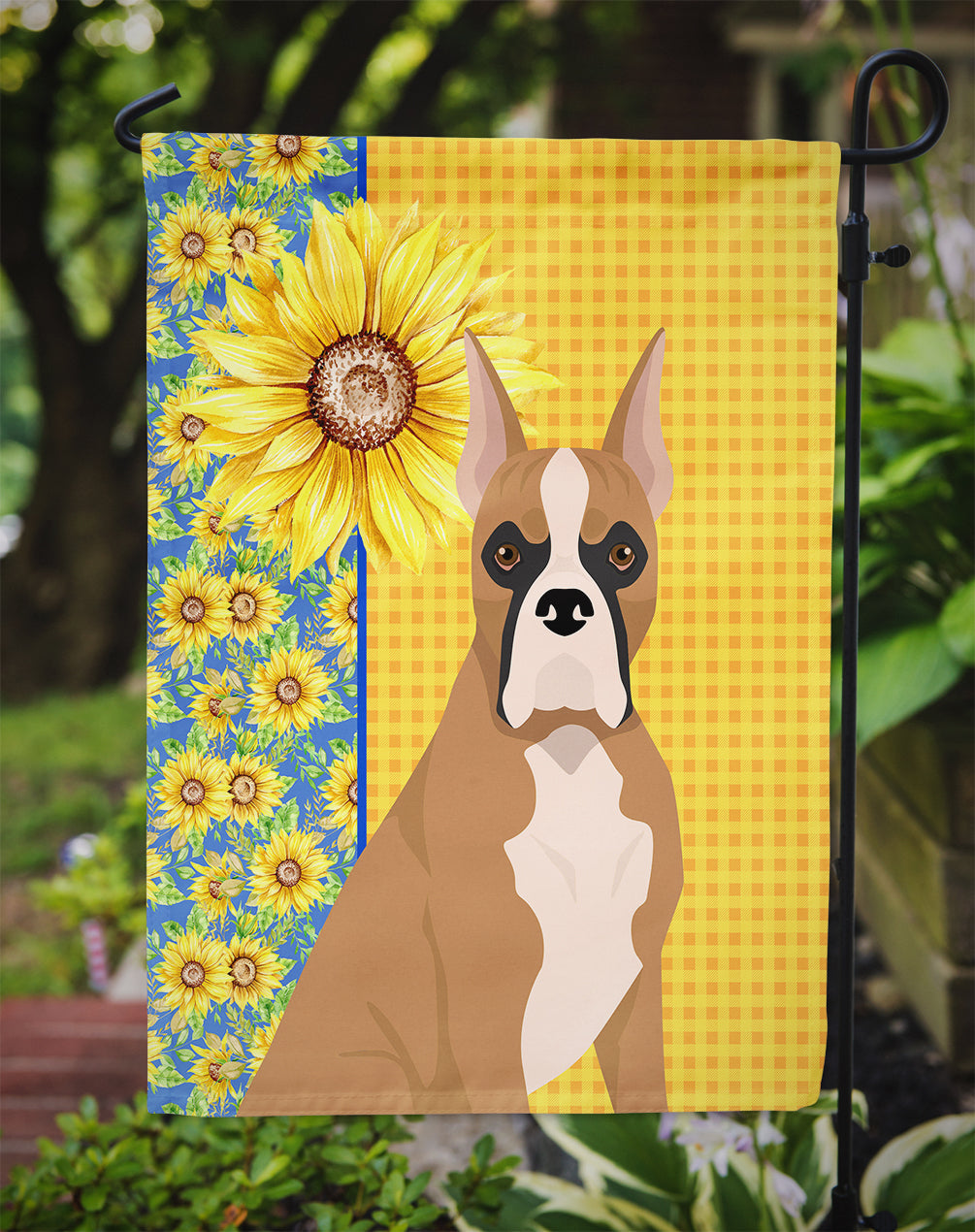 Summer Sunflowers Fawn Boxer Garden Flag Mailbox Decorative Yard Banner Outside Patio Artwork for Flower Beds, Garden Size, Multicolor