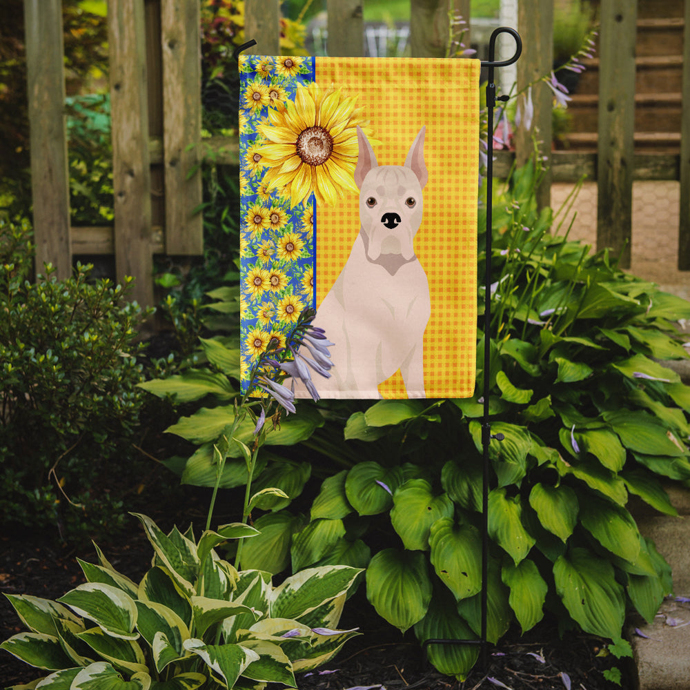 Summer Sunflowers White Boxer Garden Flag Mailbox Decorative Yard Banner Outside Patio Artwork for Flower Beds, Garden Size, Multicolor