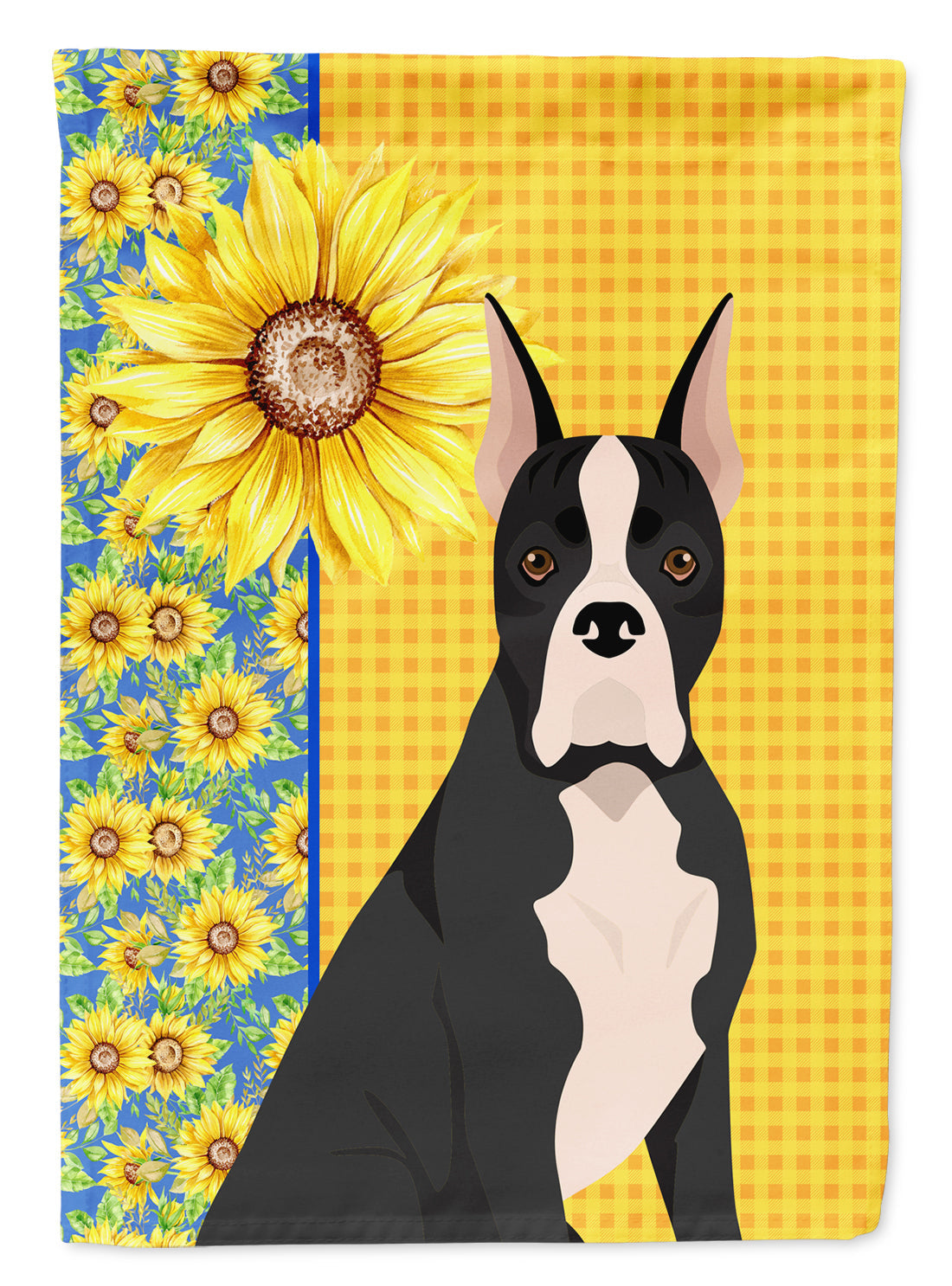 Summer Sunflowers Black Boxer Garden Flag Mailbox Decorative Yard Banner Outside Patio Artwork for Flower Beds, Garden Size, Multicolor