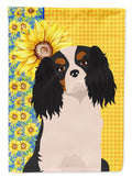 Summer Sunflowers Tricolor Cavalier Spaniel House Flag 28x40 Porch Sleeve Pole Decorative Outside Yard Banner Artwork Wall Hanging, Polyester