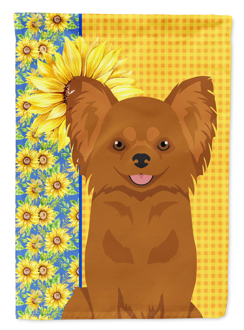 Summer Sunflowers Longhaired Red Chihuahua Garden Flag Mailbox Decorative Yard Banner Outside Patio Artwork for Flower Beds, Garden Size, Multicolor