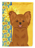 Summer Sunflowers Longhaired Red Chihuahua Garden Flag Mailbox Decorative Yard Banner Outside Patio Artwork for Flower Beds, Garden Size, Multicolor