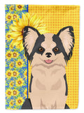 Summer Sunflowers Longhaired Black and White #2 Chihuahua Garden Flag Mailbox Decorative Yard Banner Outside Patio Artwork for Flower Beds, Garden Size, Multicolor