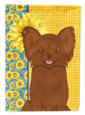 Summer Sunflowers Longhaired Chocolate Chihuahua Garden Flag Mailbox Decorative Yard Banner Outside Patio Artwork for Flower Beds, Garden Size, Multicolor