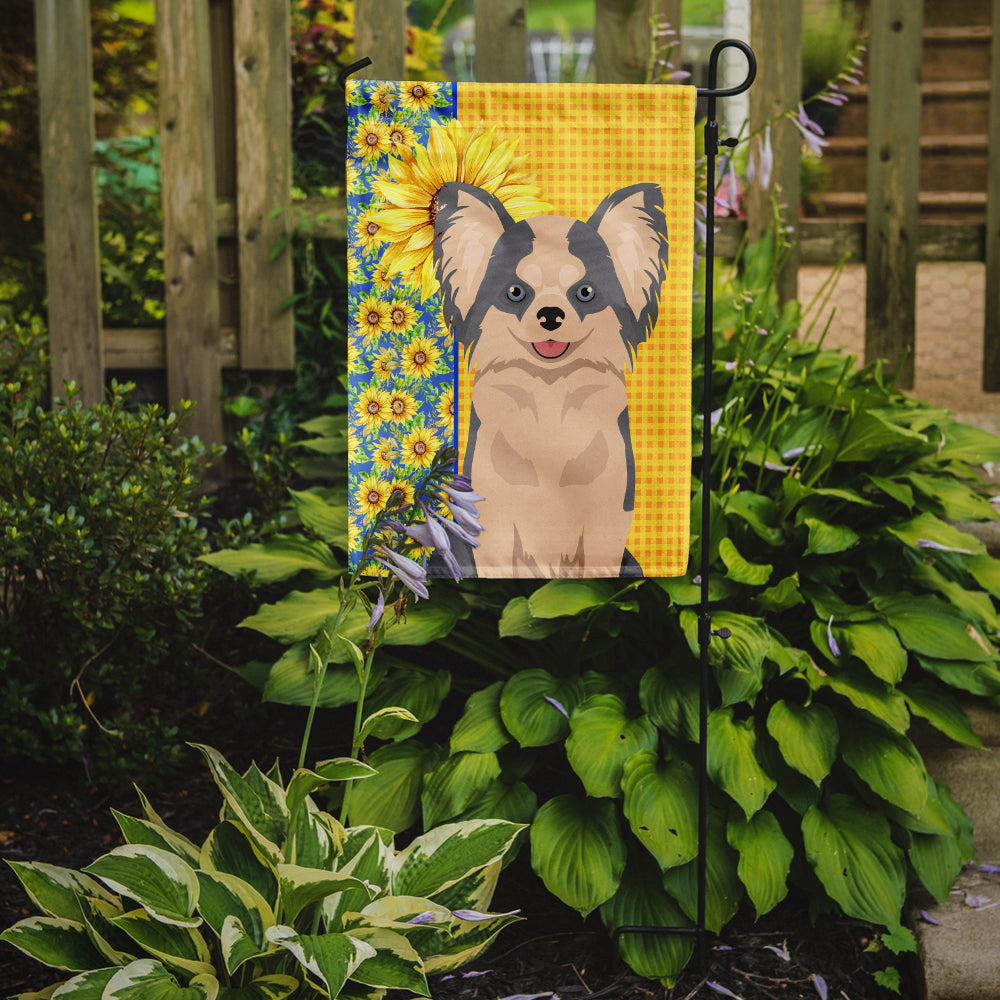 Summer Sunflowers Longhaired Blue and White Chihuahua Garden Flag Mailbox Decorative Yard Banner Outside Patio Artwork for Flower Beds, Garden Size, Multicolor