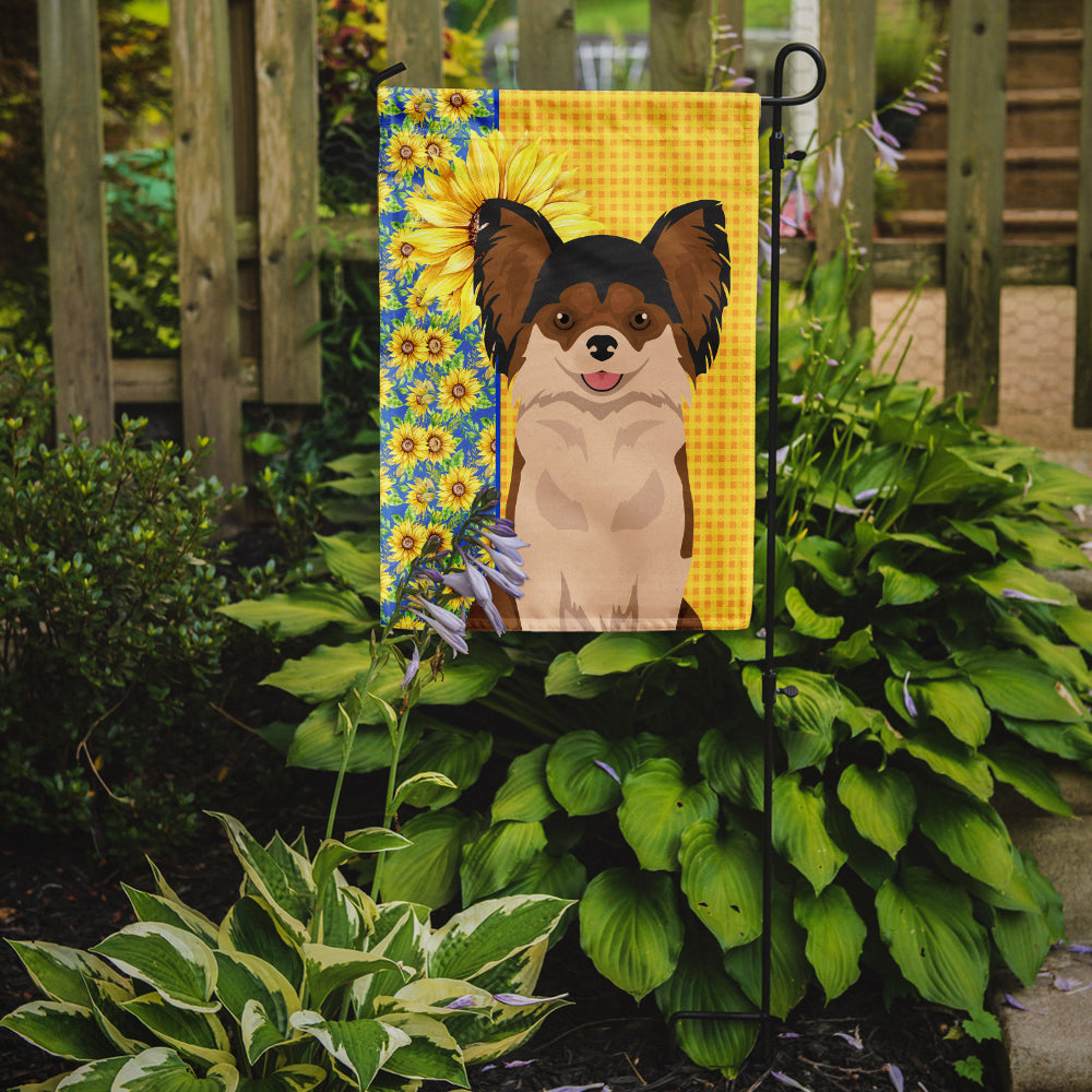 Summer Sunflowers Longhaired Black and Red Chihuahua Garden Flag Mailbox Decorative Yard Banner Outside Patio Artwork for Flower Beds, Garden Size, Multicolor