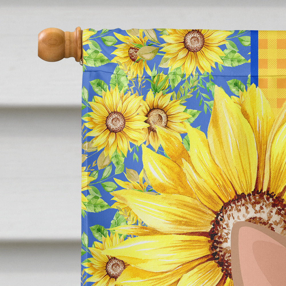 Summer Sunflowers Cream Chihuahua House Flag 28x40 Porch Sleeve Pole Decorative Outside Yard Banner Artwork Wall Hanging, Polyester