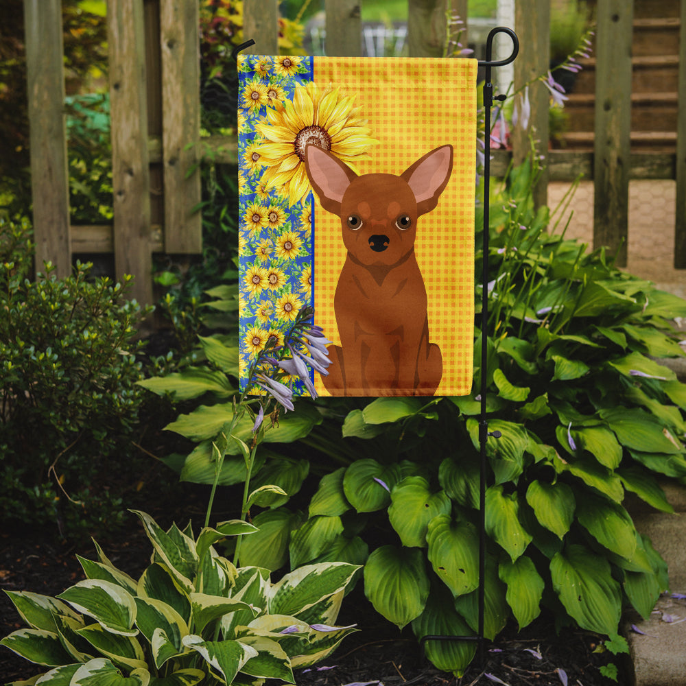 Summer Sunflowers Red Chihuahua Garden Flag Mailbox Decorative Yard Banner Outside Patio Artwork for Flower Beds, Garden Size, Multicolor