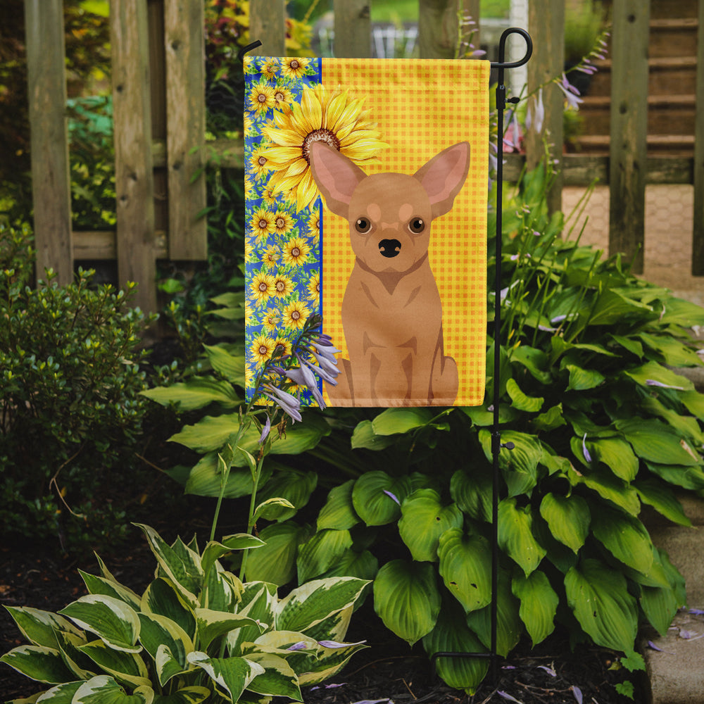Summer Sunflowers Gold Chihuahua Garden Flag Mailbox Decorative Yard Banner Outside Patio Artwork for Flower Beds, Garden Size, Multicolor