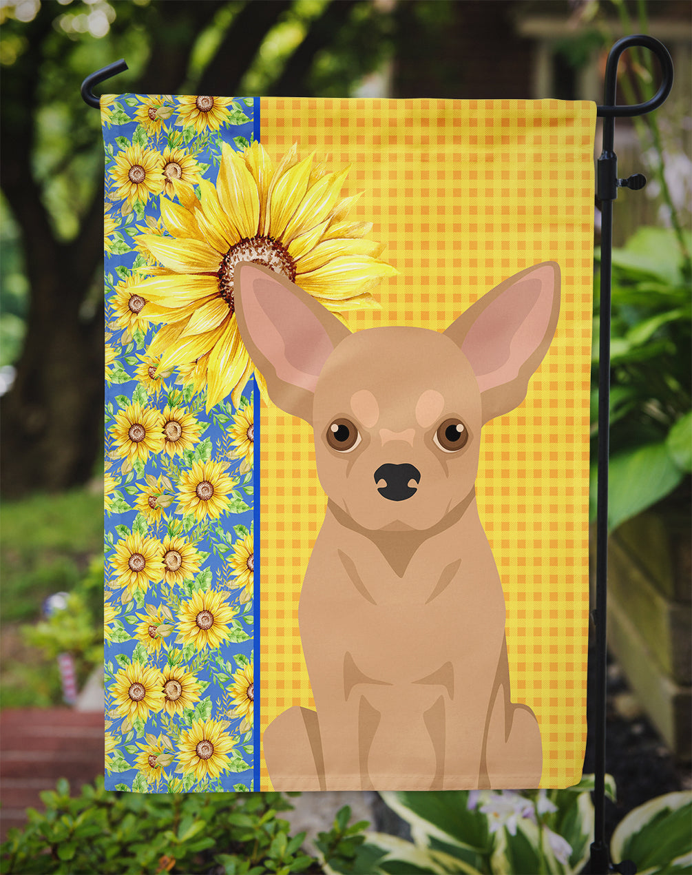 Summer Sunflowers Gold Chihuahua Garden Flag Mailbox Decorative Yard Banner Outside Patio Artwork for Flower Beds, Garden Size, Multicolor