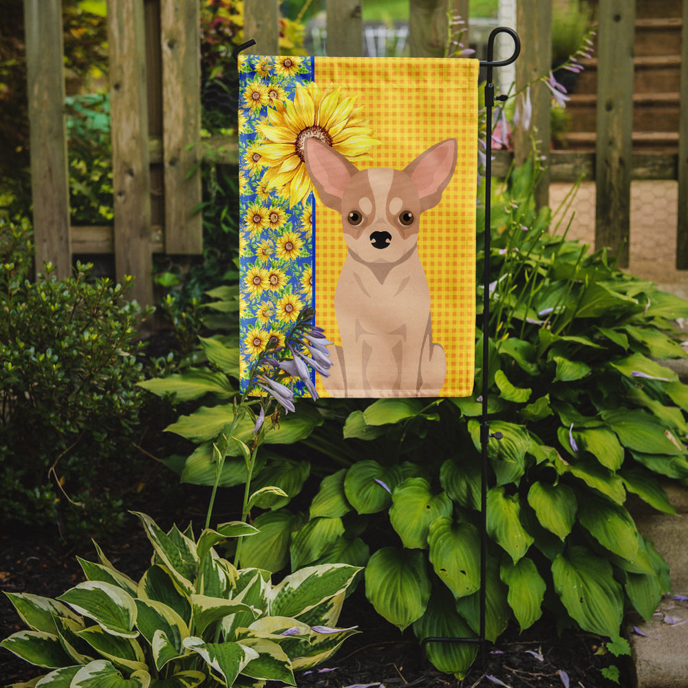 Summer Sunflowers Fawn and White Chihuahua Garden Flag Mailbox Decorative Yard Banner Outside Patio Artwork for Flower Beds, Garden Size, Multicolor
